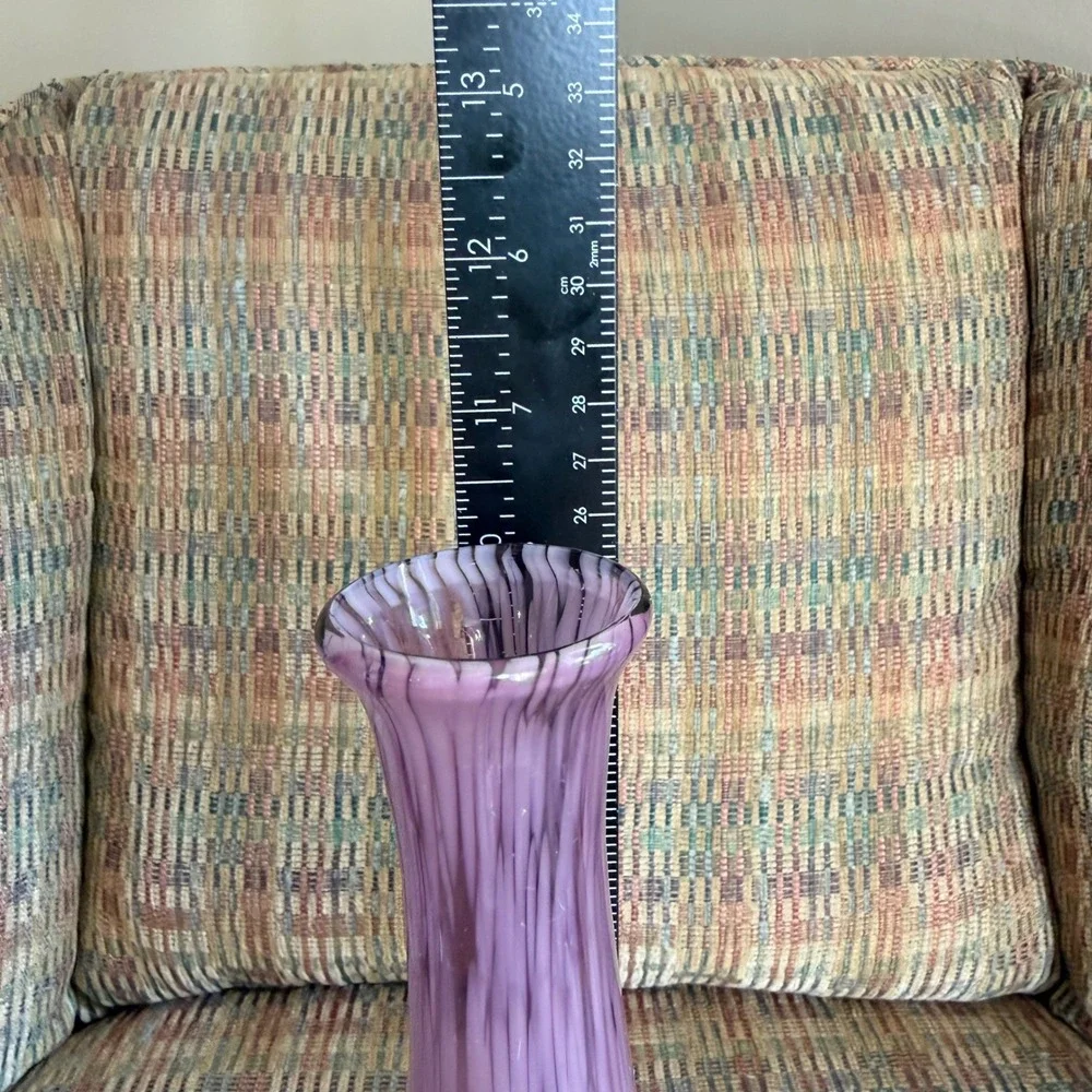 Vintage Altaglass Bud Vase Purple Art Glass Tall Hand Blown Canadian 10 Inch MCM